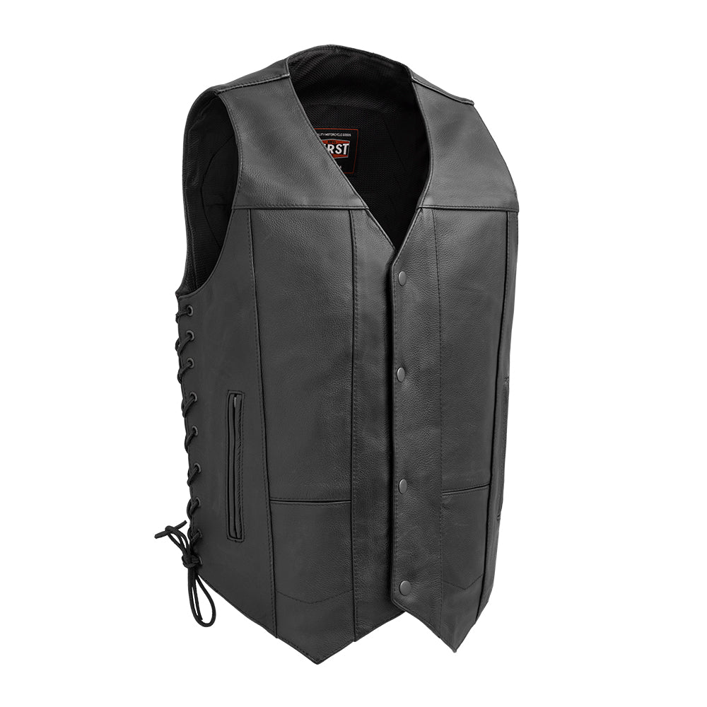 Top Biller Men's Motorcycle Western Style Leather Vest Men's Western Vest First Manufacturing Company Standard S